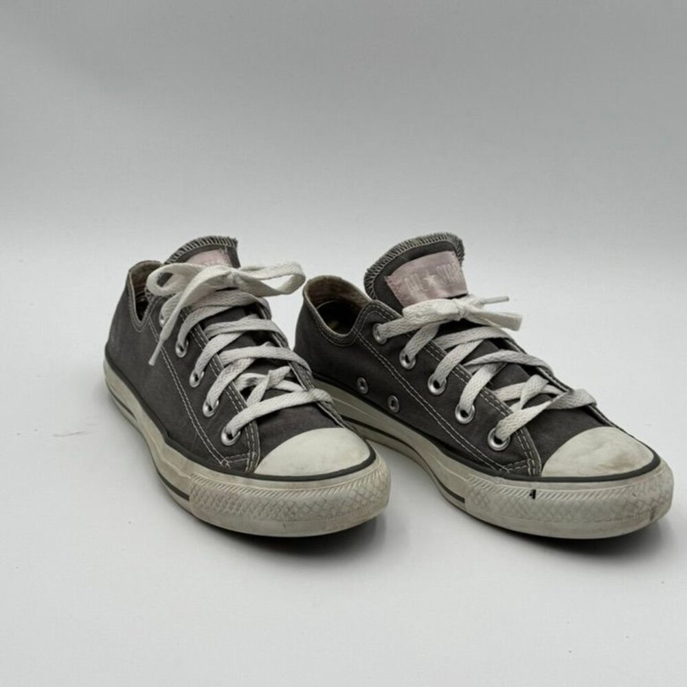 Converse Chuck Taylor All Star Womens 6 Gray Low Top Canvas Sneakers White Toe